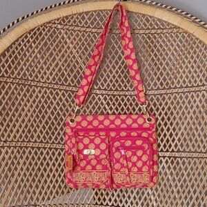NWT MaggiB French Country Cross Body Bag Red Mosaic